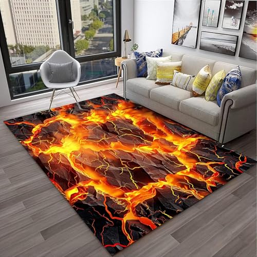 Tapis de zone 3D texture abstraite de flamme de roche polyester facile à nettoyer