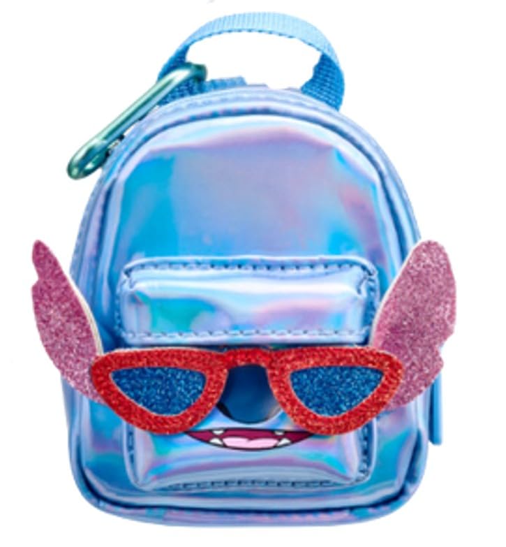 Cefa Toys Real Littles Mochila Mini Disney Stitch – Mochila Holográfica con 6 Mini Accesorios de papelería Reales, Incluye Mosquetón Apto para niños a Partir de +6 Años
