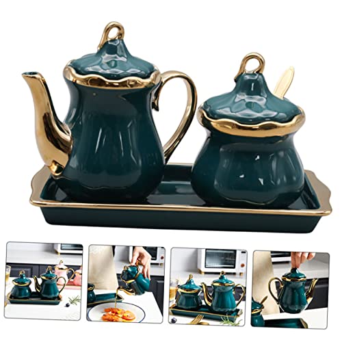 Bouteille huile vinaigre sauce soja et pot condiments céramique