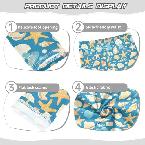 Seashells Different Shapes and Starfish Kids Girl's Leggings Stretch High Waisted Dance Pants Gym3