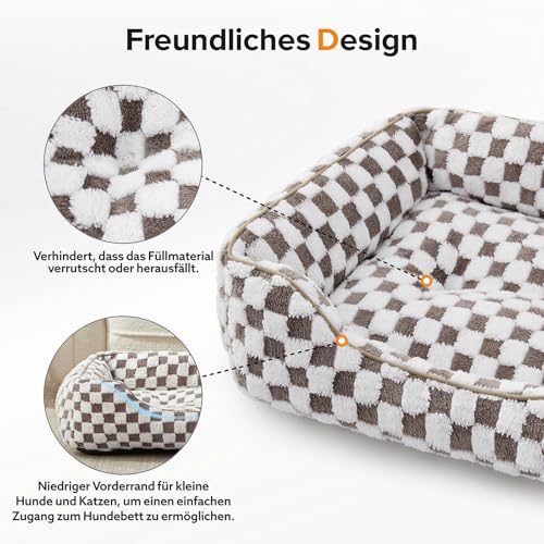 FURTIME Hundebett Mittelgroße Hunde, rutschfest Hundebetten Waschbares Hundekorb, Anti-Angst Hundebett Komfortabler Plüsch-Hundekörbchen, Geeignet für Border Collies, Labrador Retrievers, 76×61×23 cm