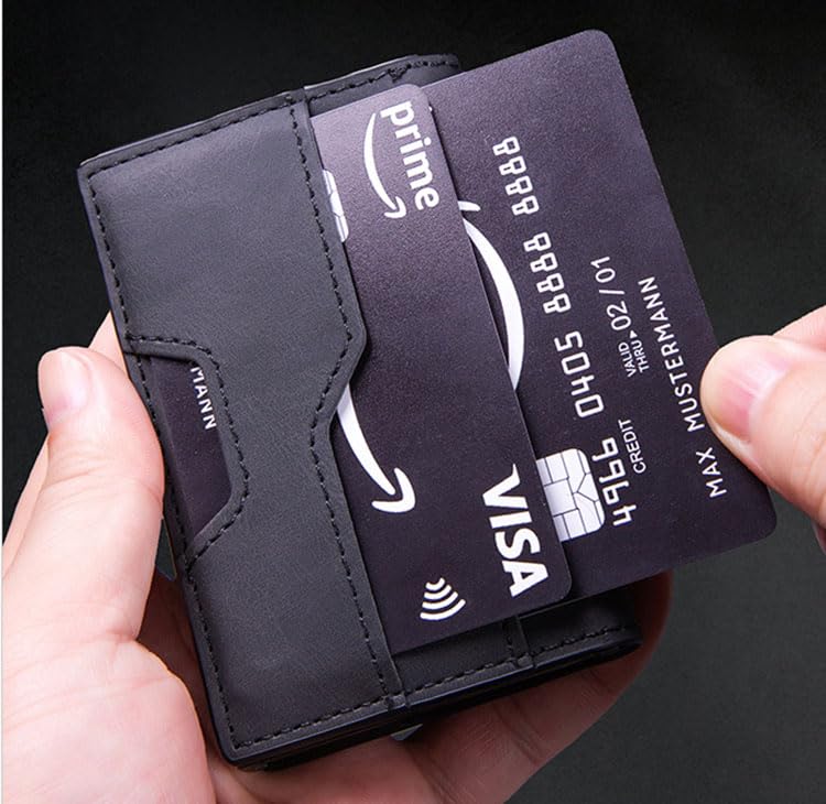 Mens slim Wallet RFID Shielding metal wallet card wallet for Men, Minimalist Wallet For Men Includes Cash clip (Black)3