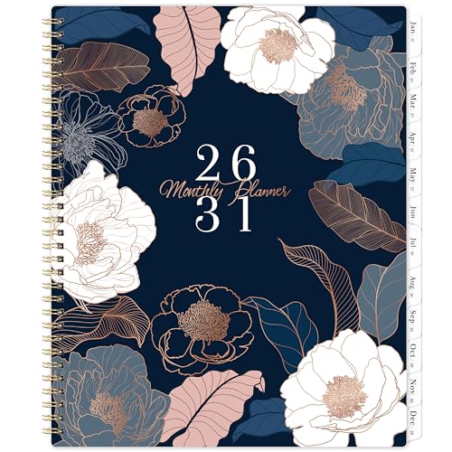 2026-2031 Monthly Planner/Calendar - 5 Year Monthly Planner July 2026 - June 2031 9 x 11 5 Year Calendar 2026-2031 Monthly Planners with Tabs Notes Pages - Engraved Floral