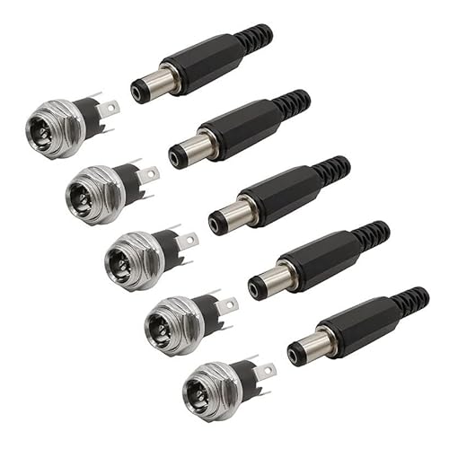 ZXMJYHK Connecteur CC 5,5 mm x 2.1mm 5.5x2.1 Connecteur d'alimentation DC Connecteur d'alimentation de Courant DC + Femelle de Prise de Panneau en métal Prise Prise Prise CC connecteurs CC Adaptateur Cover