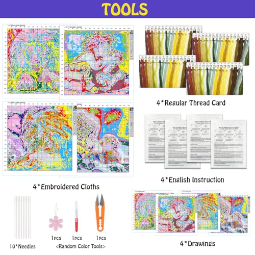 Image of 4pcs DIY Animals and Baby Stamped Cross Stitch Kits for Adults Beginners,Cross Stitch Kits for Adults Beginners,Embroidery Kits Full Range of Cross Stitch Kits Needlepoint Cross Stitch Patterns