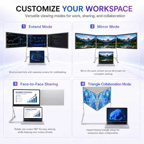 Image of TriCreate Pro QHD 18.5 inch Premium Triple Portable Monitor Extender