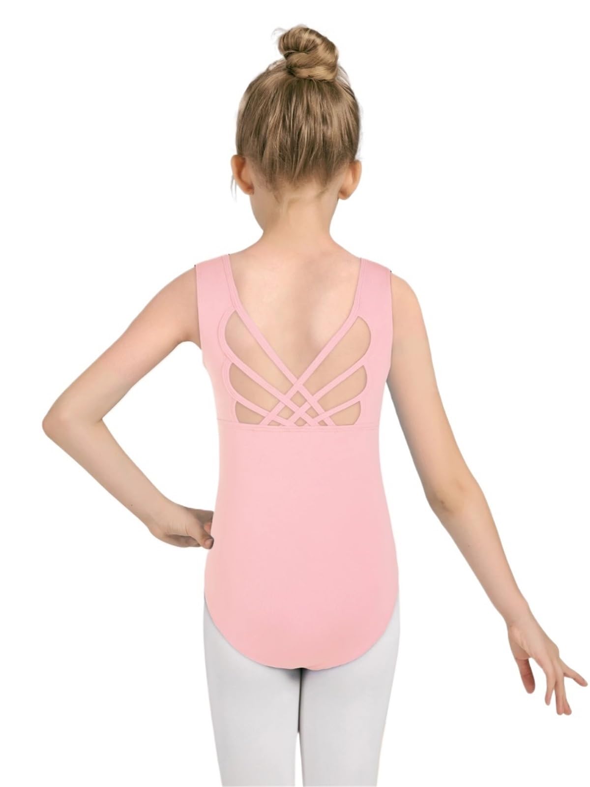 Body Ginnastica Girls Sleeveless Ballet Gymnastics Leotard Toddler Butterfly Crisscross Back Dancewear Activewear with Full Front Lining(Pink,S)