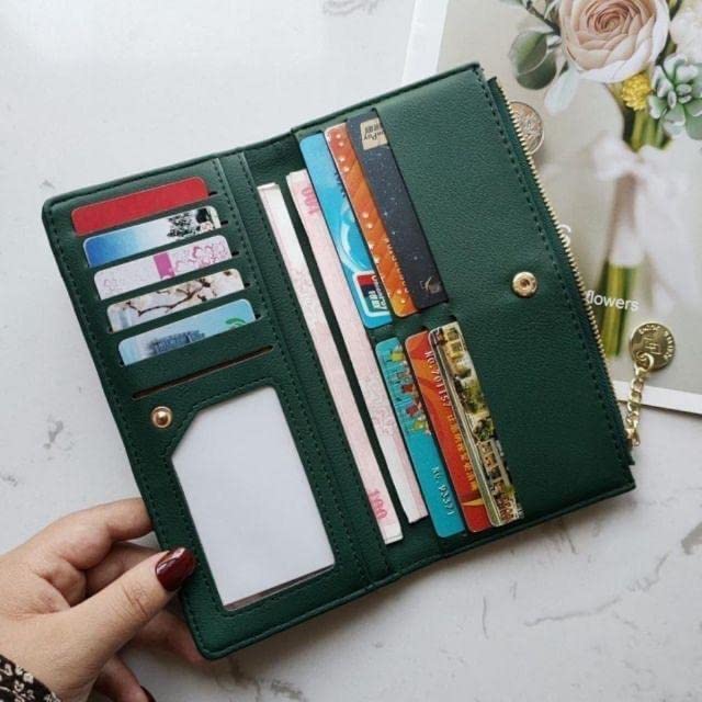 Amazon.co.jp: 長財布 フリル 黒 無地 シンプル 大容量 カード