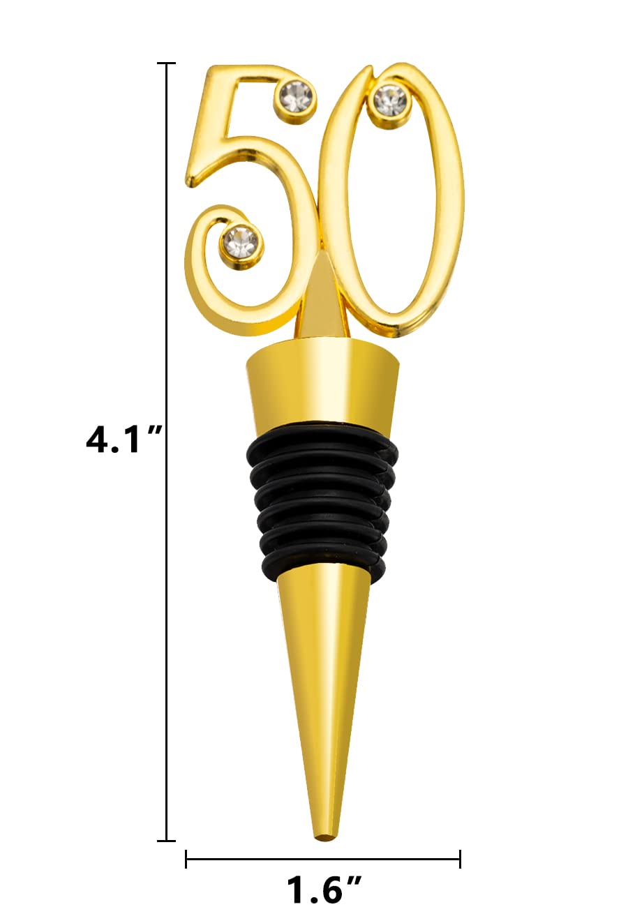 Ubrand 12PCS 50th Birthday Wine Stopper, Gold, Round, Perfect for 50th Birthday Party Favors, Wedding, Bottle Stopper Keepsake
