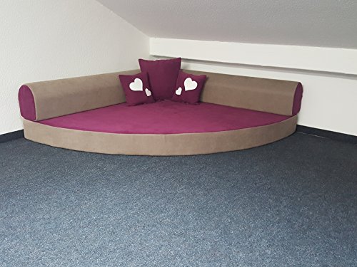 fitalia Kuschelecke Viertelkreis 140x140cm, inklusive Kissen, Farbe lila, Made in Germany!