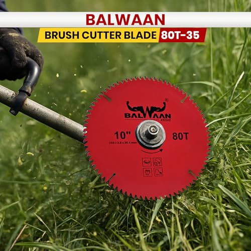 Image of Balwaan Krishi Brush Cutter Blade 80 Teeth| 2.8 mm Thick Hardened Steel Blade for Grass, Weeds & Bush Cutting | Suitable for All Brush Cutters|80T-35