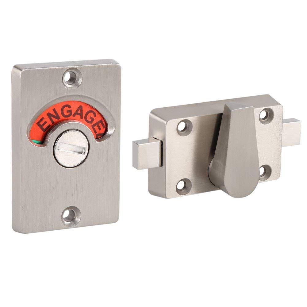 Fdit Latch Indicating Lock Stainless Steel Bolt Door Lock Indicator Bolt Vacant/Engaged Bathroom Wc Public Restroom Toilet Privacy Partition Door Lock Latch