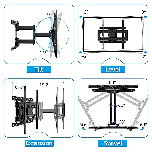 Home Vision Tv Wall Mount, Full Motion Swivel Tilt Tv Mount For 26-65Inch Led Lcd Oled Tvs With Dual Articulating Arms Tv Bracket Max Vesa 400X400Mm 132Lbs Fits 12/16" Wood Stud #TOP4