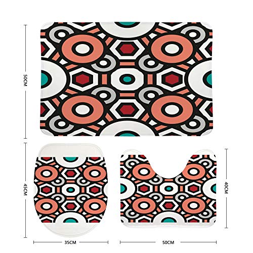 Tapis de bain motif géométrique lavable avec envers antidérapant et contour U