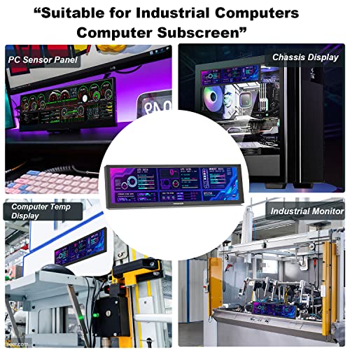 Image of AISHICHEN 8.8 Inch LCD Display, Mini Monitor 1920x480 60Hz IPS Stretched Bar Monitor, PC Sensor Panel, AIDA64 Computer Temperature Secondary Screen with Mini HDMI & Adjustable Brightness