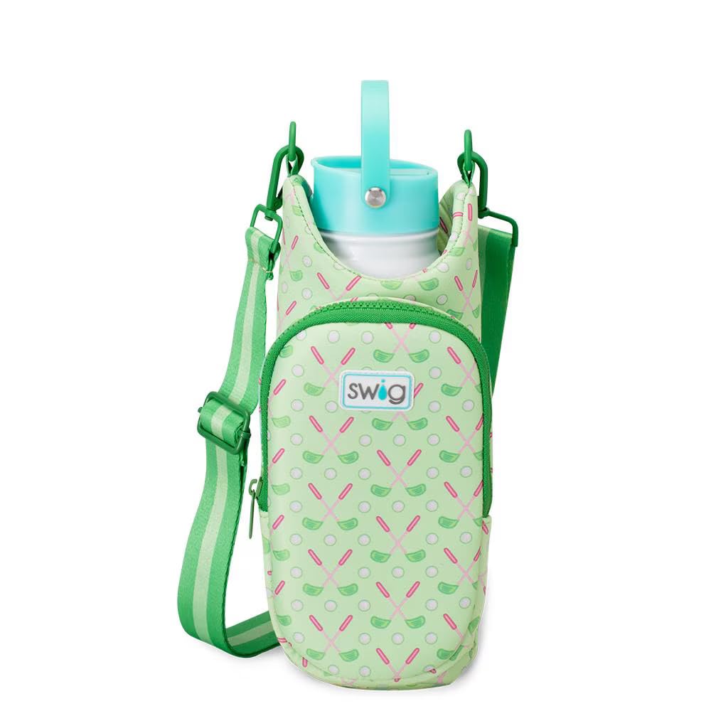 Swig Life Wasserflaschen-Tragetasche, Wasserflaschenhalter mit verstellbarem Riemen, Tragetasche mit Handyfach mit Reißverschluss, hält 1020 ml (Abschlagzeit)