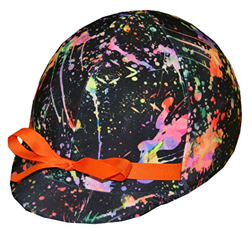 Equestrian Riding Hellet Cover - Orange Splatter