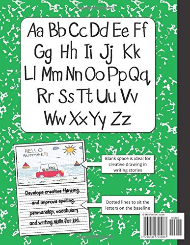 Miniatura 2 de Composition notebook half blank half lined Hand writting practice book 8.5x11 with dotted lines and drawing area, Primary composition notebook with