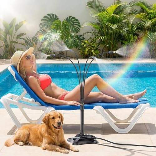 GOBRILLFUN Outdoor Standing Mister for Patio Cooling 26.2FT Portable Misting Station Upgraded Outdoor Misting System for Backyard Pets Garden BBQ Tanning & Poolside Heat Relief