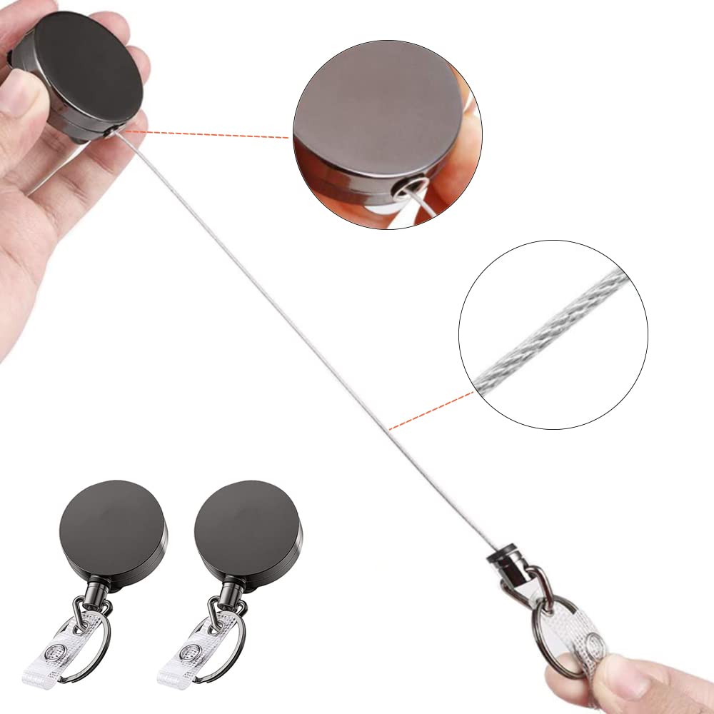 Portatarjetas Retráctil De Metal Ristente Con Mosquetón, Clip Para Cinturón Y Llavero Para Tarjeta De Identificación, Soporte Para Nombre Y Llavero - AliExprs