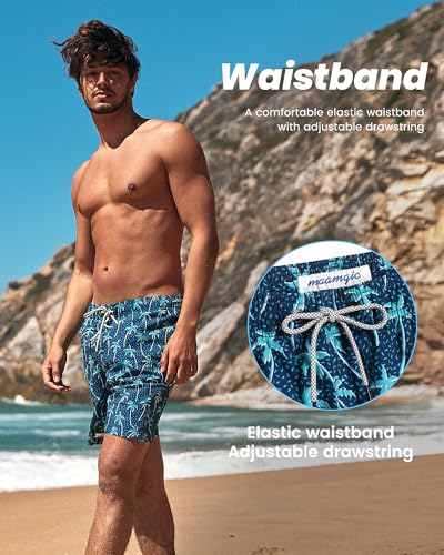 Image of maamgic Mens Slim Fit Swim Shorts Swim Trunks 7 inch Quick Dry Mens Bathing Suits with Mesh Lining