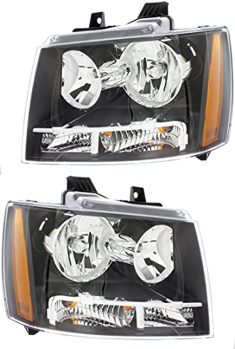 For Chevrolet Chevy Tahoe,Suburban 2007-2014/Avalanche 2007 2008 2009 2010 2011 2012 2013 Headlights Lamps Set Halogen Driver and Passenger Side