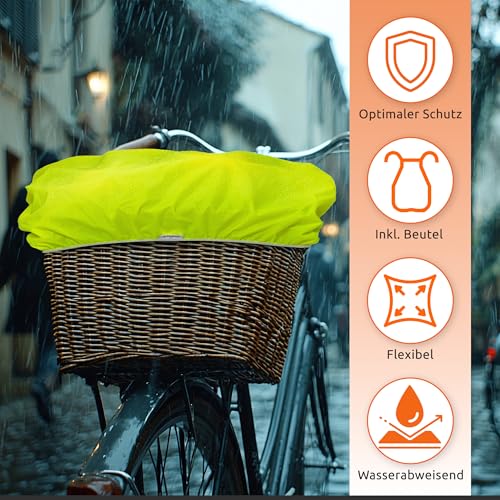 ECENCE Regenschutz Fahrradkorb Gelb Fahrradkorb Abdeckung wasserabweisend, Regenschutzbezug für Fahrradkörbe vorne und hinten, mit Aufbewahrungstasche