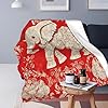 Citari Elephant Blanket Red Boho Elephant Decor Throw Blanket Gifts for Girls Boys Super Warm Soft Plush Lightweight Fleece Flannel Winter Couch Bedding Blankets for Kids Adults Women Men 50"X40" #4