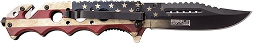 Miniatura 3 de TAC Force - Cuchillo de bolsillo plegable asistido por resorte - Hoja de acero inoxidable con bandera de Estados Unidos en relieve, mango de