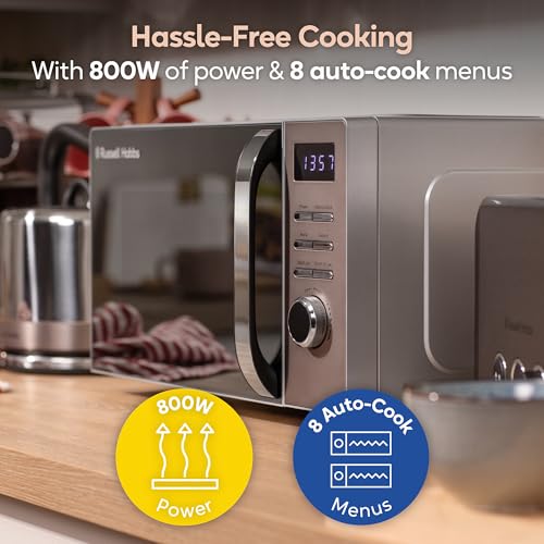 Russell Hobbs Titanium Digital Microwave 20 Litre 800W Solo Digital with 5 Power Levels, Defrost Function & Easy Clean, 60 Minute Timer, 8 Auto-Cook Menus, RHMD832T - Image 5