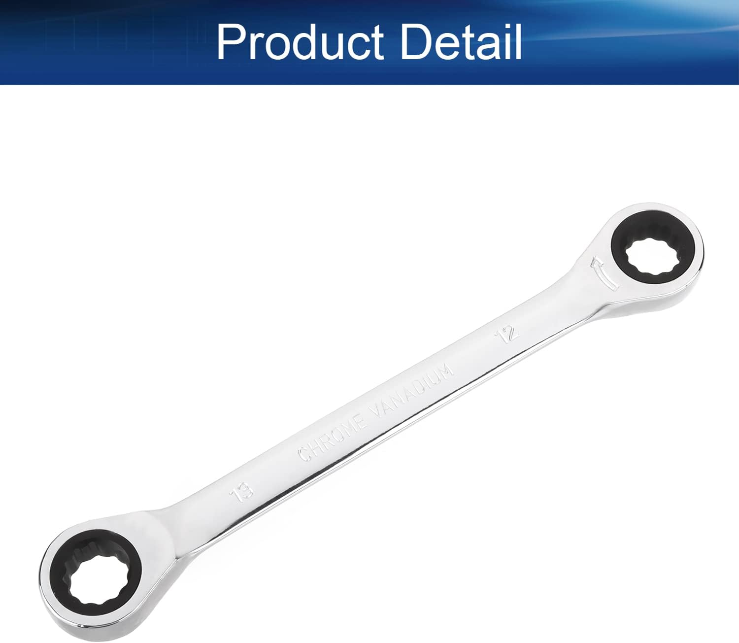 Auniwaig Double Box End Ratcheting Wrench, Metric, 12mm x 13mm, 72-Tooth Double Box End Wrench Spanner, Cr-V
