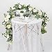 TOCHGREEN 4 Pack Artificial Eucalyptus Flower Garland with White Roses, Fake Rose Flower Greenery Garland Floral Vines for Wedding Home Party Table Runner Decor (4PCS, White)