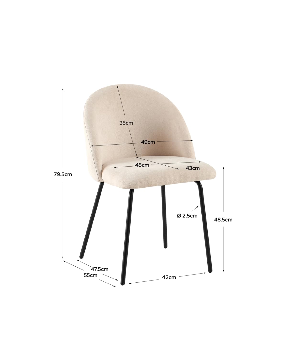 LIVAN HOME - Set de 4 sillas de Comedor tapizadas Grace
