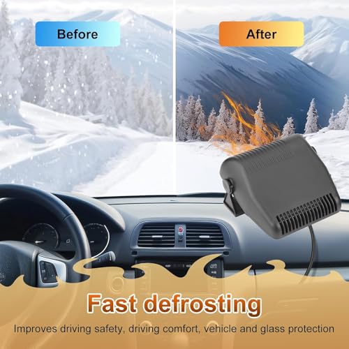 Auto-Heizung, 2-in-1 tragbare Auto-Heizung, schnelles Aufheizen, Scheibenentfroster, Demister, schnelle Abkühlung, geräuscharmer Heiz- und Kühlventilator, automatischer Trockner,