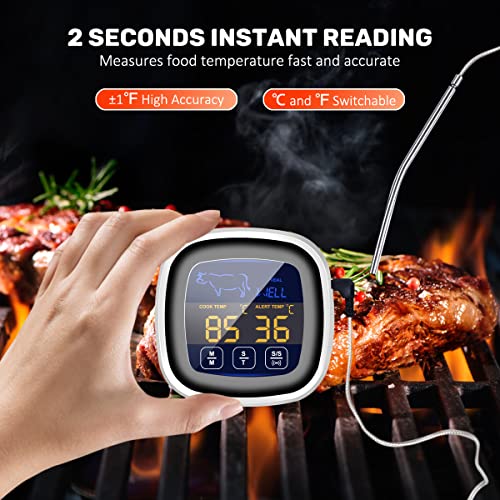 Vedozo Digital Meat Thermometer For Cooking, Instant Read Lcd Touchscreen Food Thermometer With Long Probe, Cooking Thermometer And Clock Timer For Kitchen, Bbq, Oven By Giveme5 #TOP2