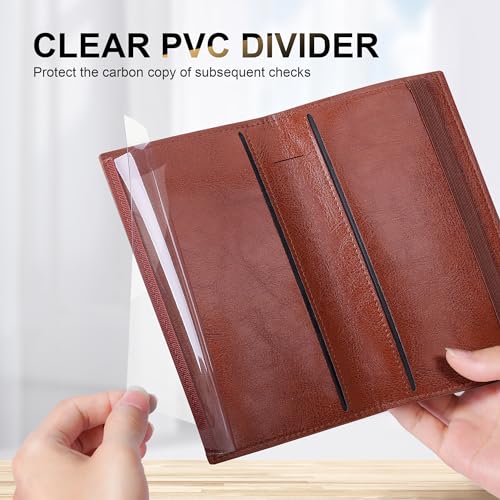 Image of CASMONAL Checkbook Covers for Personal Checkbook Holder RFID Premium Vegan Leather Checkbook Cover for Duplicate Checks