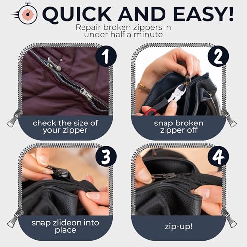 image for ZlideOn Zipper Pull Replacement - Black, Normal (L) - Instant Zipper R