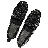 [andrei] アンドレイ スリッポン ローファー スパンコール キラキラ グリッター ぺたんこ フラット ソール 歩きやすい レディース (ブラック, 23.5cm)