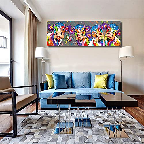 Abstracte Dier Canvas Schilderijen Koe Vlinder Poster en Moderne Kleurrijke Print Muur Art Foto Woonkamer Woondecoratie… - Afbeelding 5