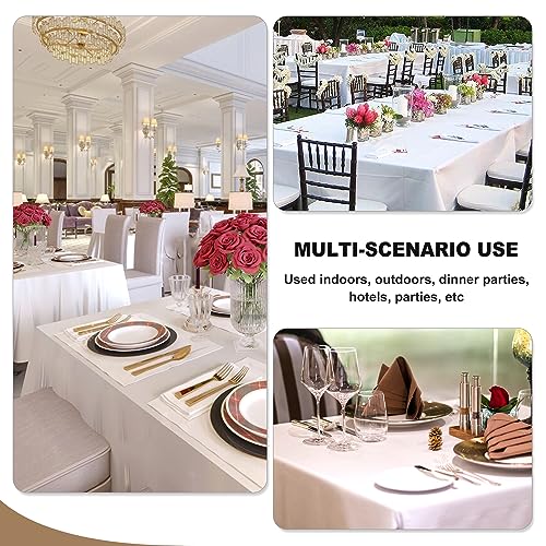 Fitable 130G-QW6P-70120WHITE White Tablecloths For Rectangle Tables, 6 Pack - 70 X 120 Inches - Reusable And Washable Table Clothes For 6-8 Ft Tables, Polyester Fabric Table Covers thumb #5
