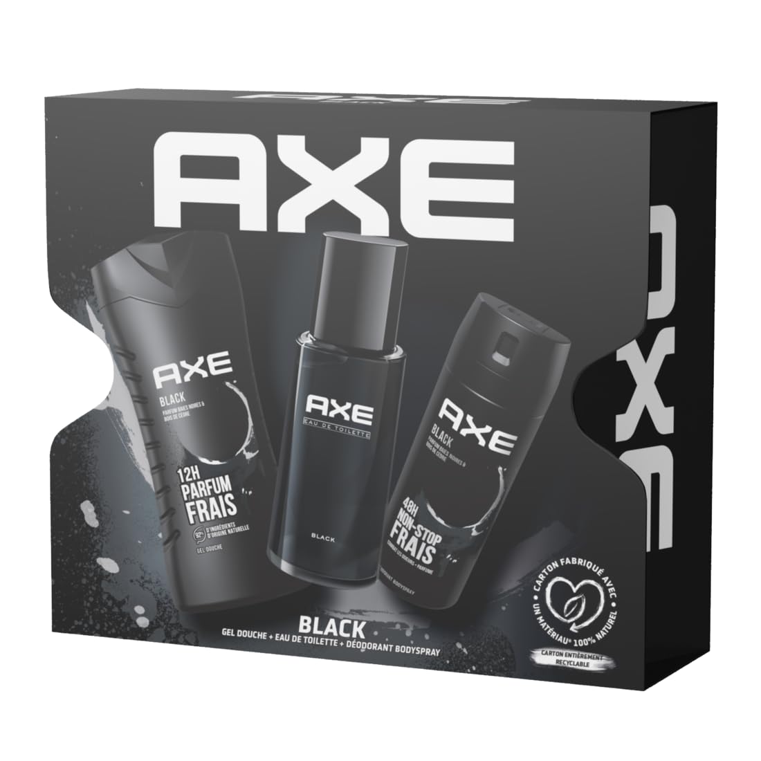 AXE - Cofanetto Black - 1 eau de toilette da 100 ml + 1 deodorante bodyspray da 200 ml + 1 gel doccia da 250 ml - Profumo bacche nere e legno di cedro per 48 ore