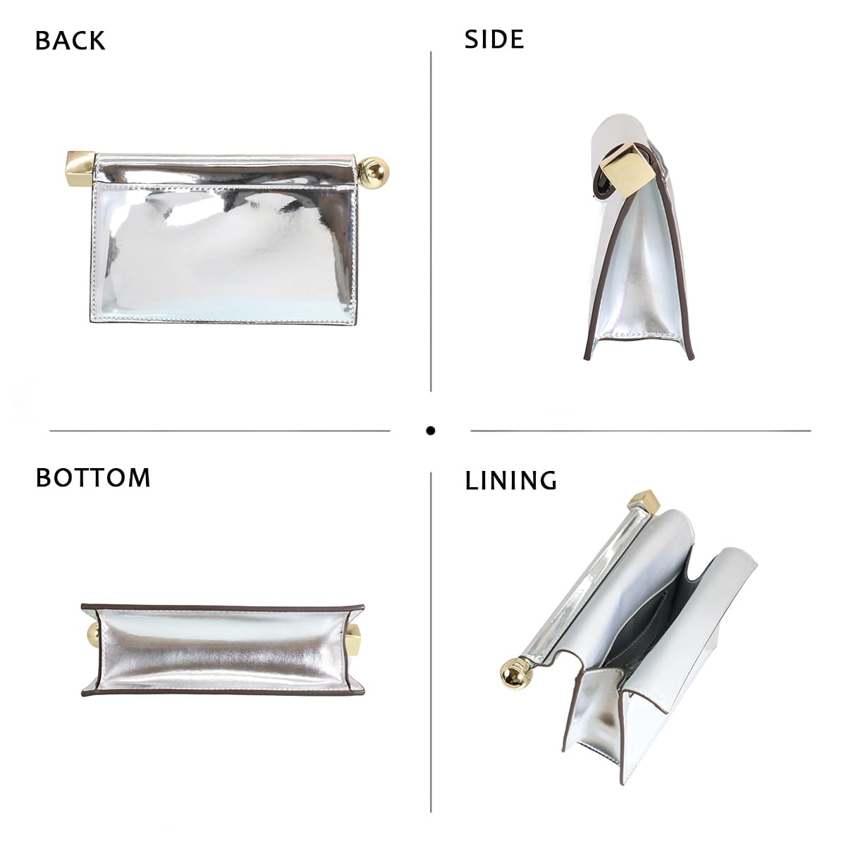 Trendige Clutch aus PU-Leder für Damen, vielseitig, faltbar, Abendtasche, Metall-Dekoration, Crossbody für Bankett, Party