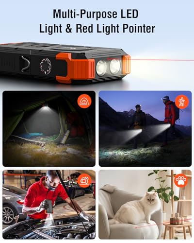 Image of Solar Power Bank 20000mAh Built-in 4 Cables, Solar Charger Power Bank USB-C 3A Fast Charging for iPhone Samsung, Portable Wireless Charger with Flashlight, Thermometer, Battery Pack for Camping
