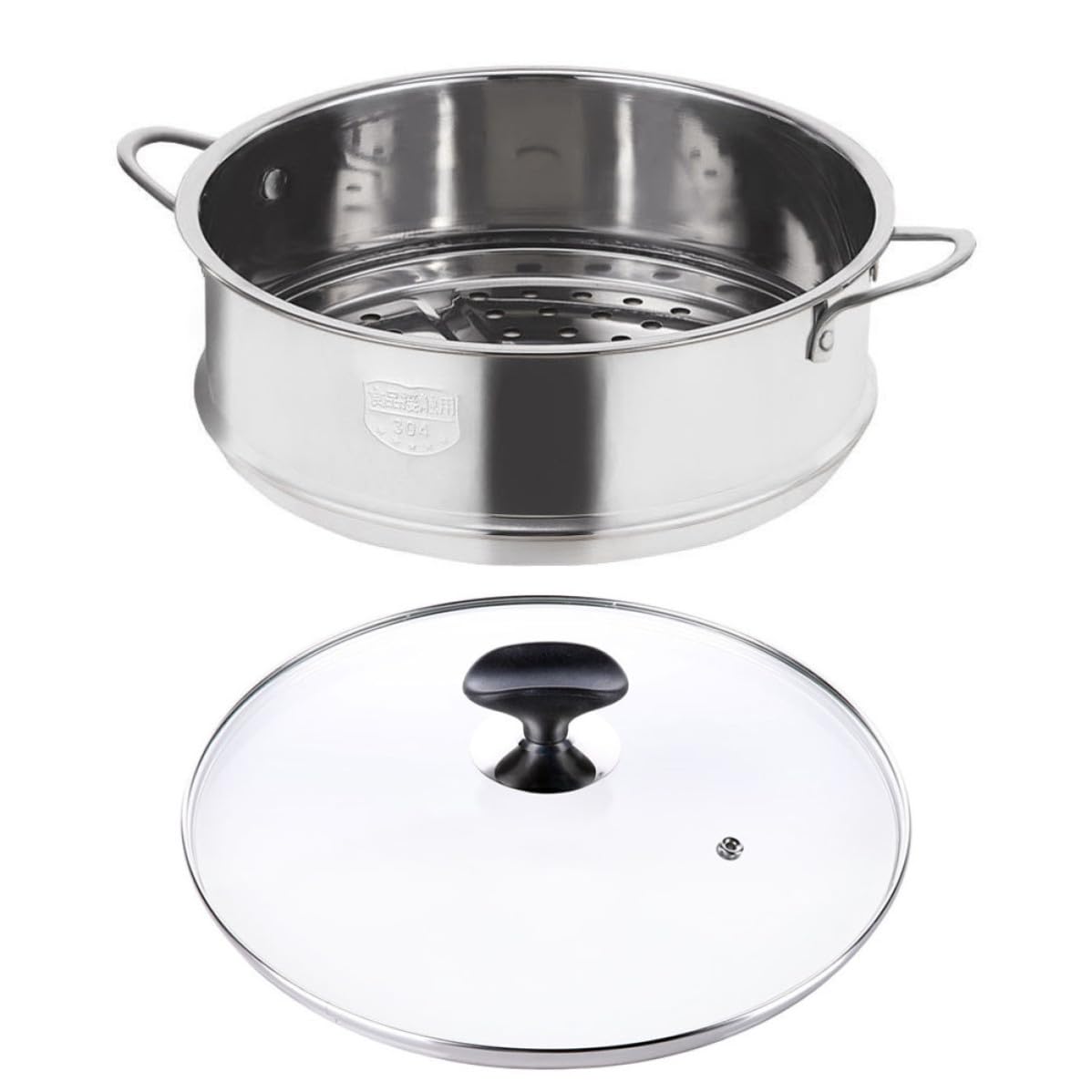 Olla vaporera de acero inoxidable utensilio de cocina con tapa fácil de limpiar