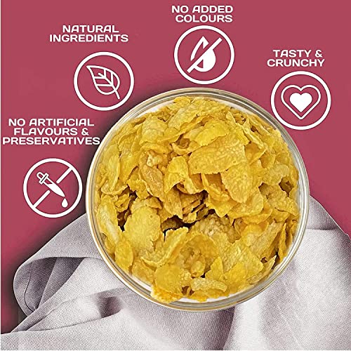 Image of 8AM Corn Flakes 500 Gram, 97% Corn, 99% Fat Free, No Cholesterol, Trans Fat, Artificial Additives, Vitamins B1, B2, B3, B6, B9, Iron, Calcium, Crunchy & Nutritious Cereal
