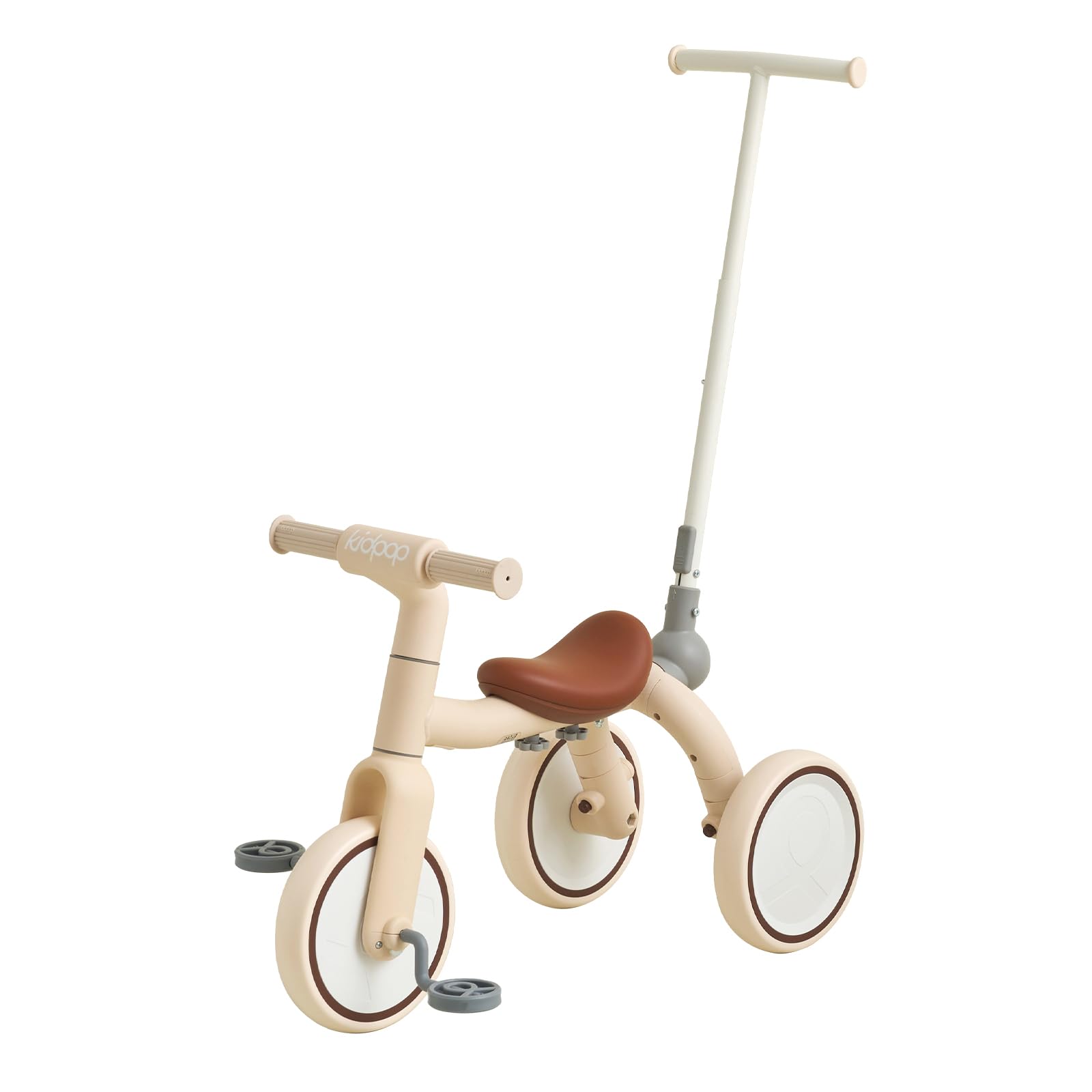 Kidpop Pony 4-in-1 Kids' Tricycles Pedal Vehicles for 1-4 Push Slide Ride On Toy Balance Bike Baby Walker Stroller (Beige)