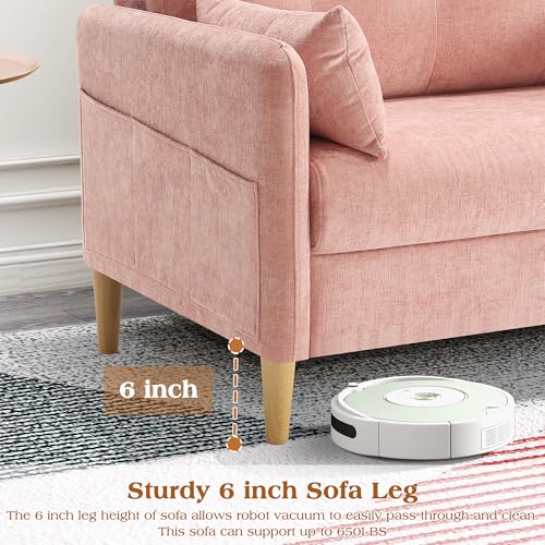 Image of Hanherry Loveseat Couch,Small Sofa for Living Room, Comfy Chenille Fabric Love Seat for Bedroom with Throw Pillow,Removable Cushion Cover,Couches for Small Space,Apartment,Dorm