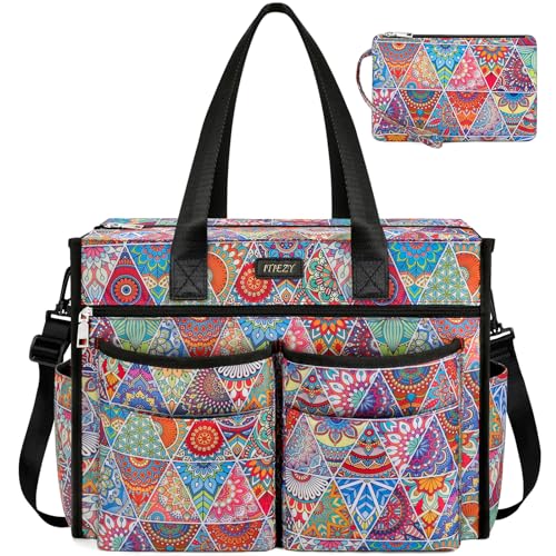 ITIEZY Utility Tote Bag for Women with 15/18 Pockets - Large Teacher Tote Bag with Zipper Compartment Nurse Bags for Work