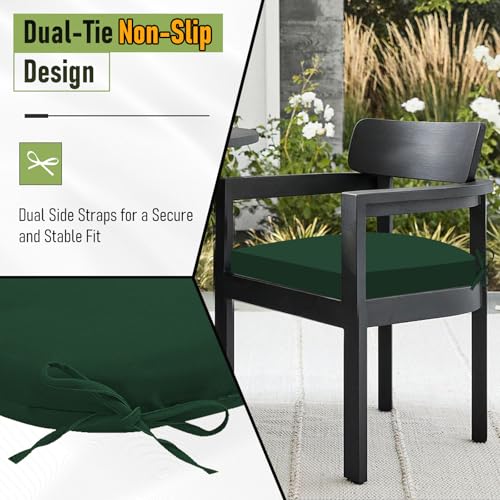 Image of Basic Beyond Outdoor Chair Cushions Set of 4, Outdoor Cushions for Patio Furniture, Water Resistant Patio Chair Cushions with 2 Ties, 17x16x2, Forest Green