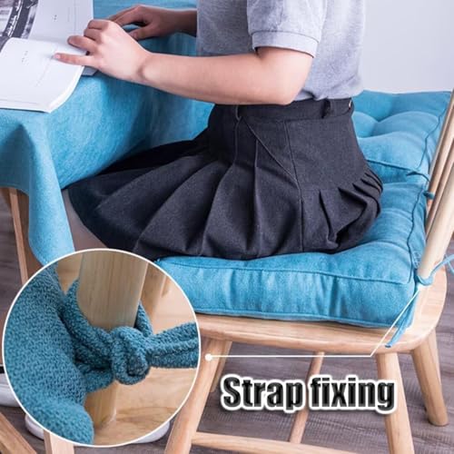 Bettschlange 2er Set Stuhlkissen mit Bändern, Sitzkissen Boden für Indoor und Outdoor, Waschbare Stuhlauflage für Bank und Stuhl, Bodenkissen für Zuhause Büro Küche Esszimmer,Grün,Quadrat, 40x40cm
